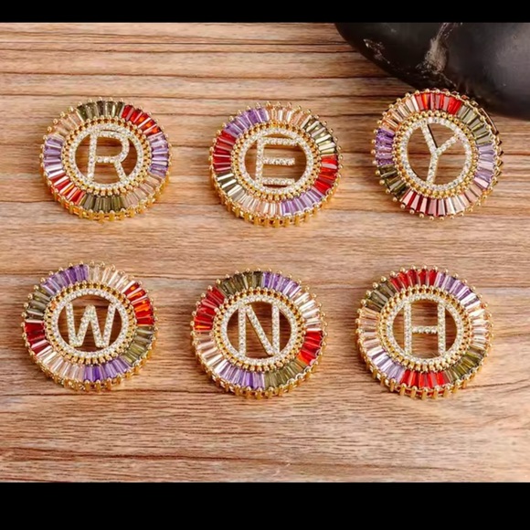 Tri Color Cubic Zirconia initial Pendant Necklace For Women gold and silver - Picture 6 of 6